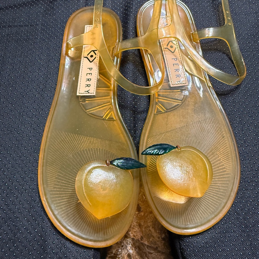 Katy Perry Collections Yellow Transparent Sandals with Fruit Detail